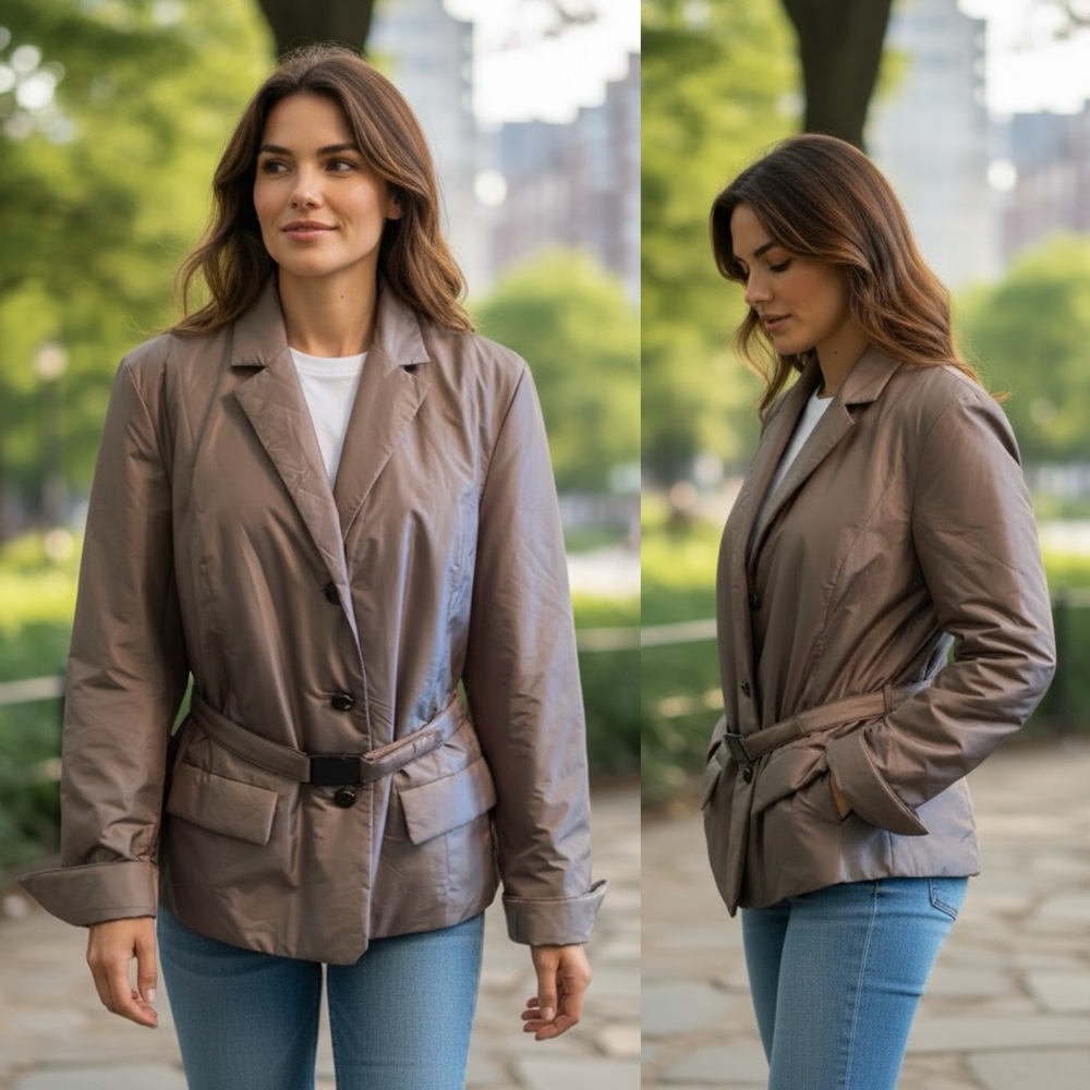 Talbots Taupe Belted Rain Jacket Size 14